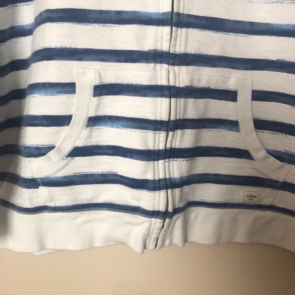 L.L. Bean Organic Cotton Blue and White Striped Hoodie Nautical Style Size XL - Picture 4 of 12